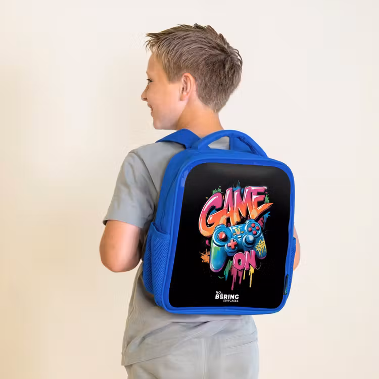 Kinderrugzak - Blauw - Game - Controller - Graffiti - Neon — 3