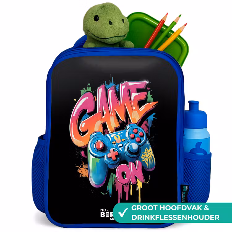 Kinderrugzak - Blauw - Game - Controller - Graffiti - Neon — 5