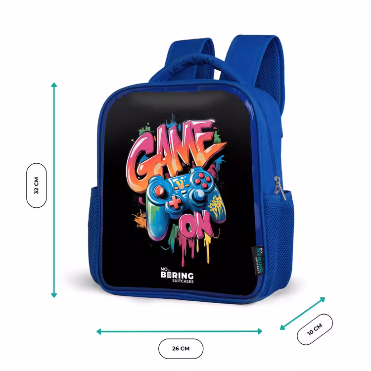 Kinderrugzak - Blauw - Game - Controller - Graffiti - Neon — 6
