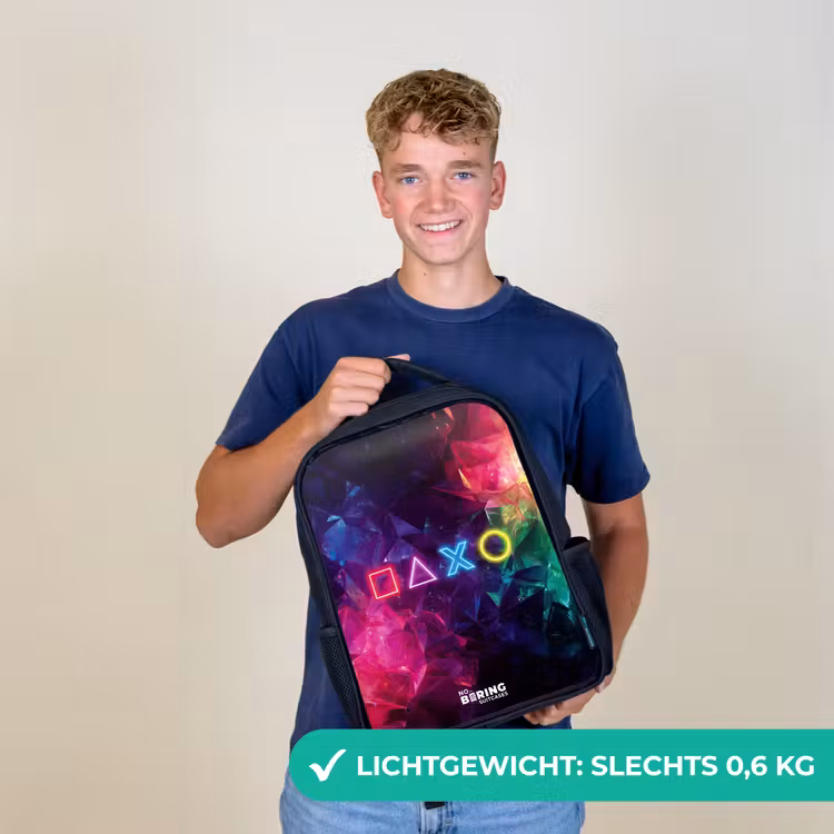Kinderrugzak - Zwart - Controller - Symbolen - Neon — 3