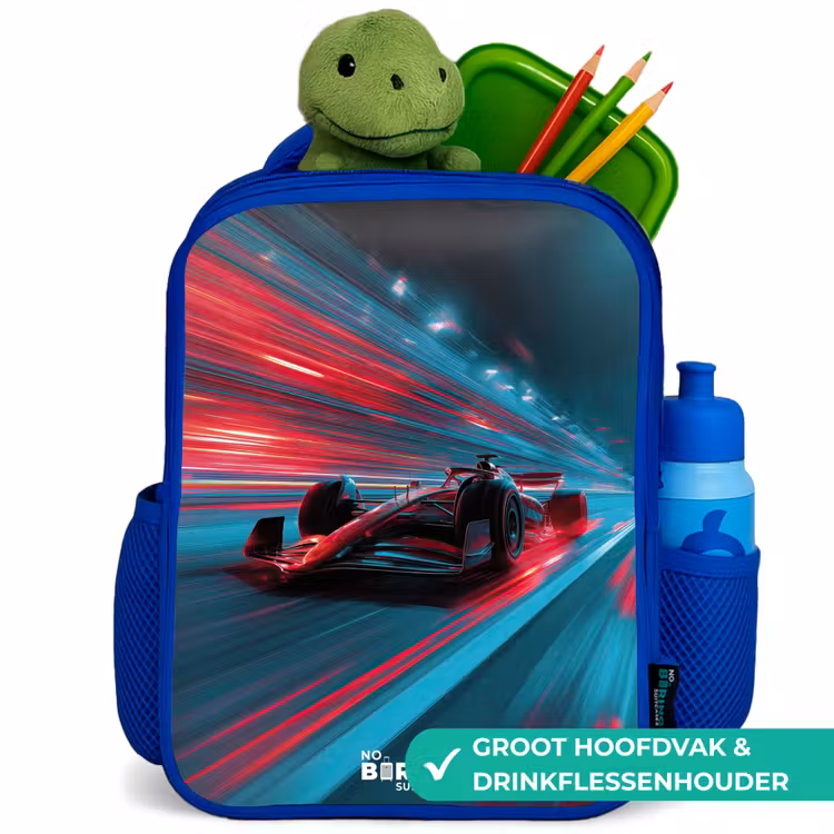 Kinderrugzak - Blauw - Raceauto - Baan - Neon - Verlichting — 5