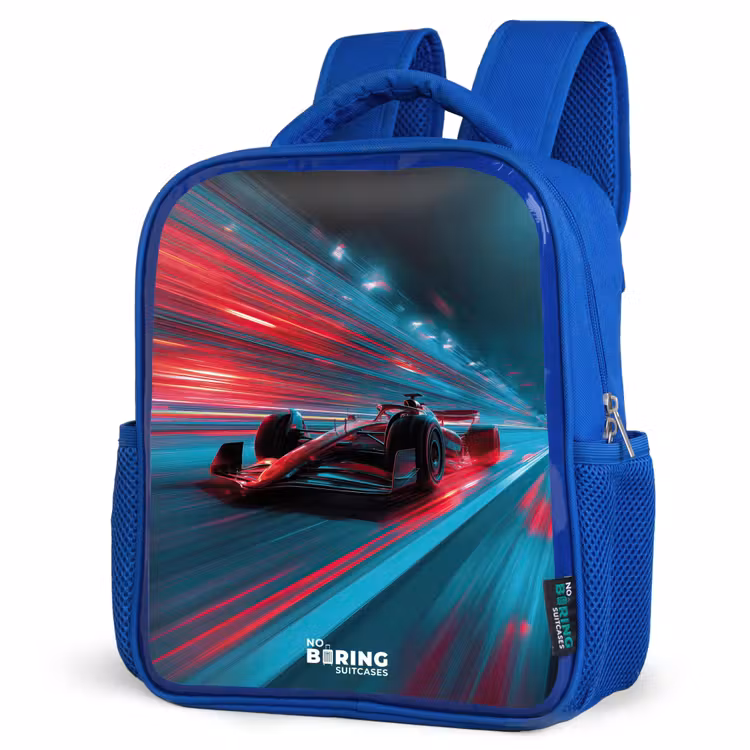 Kinderrugzak - Blauw - Raceauto - Baan - Neon - Verlichting — 9