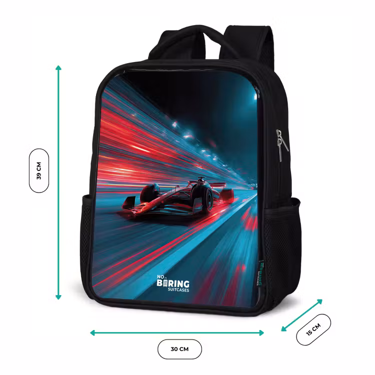 Kinderrugzak - Zwart - Raceauto - Baan - Neon - Verlichting — 5