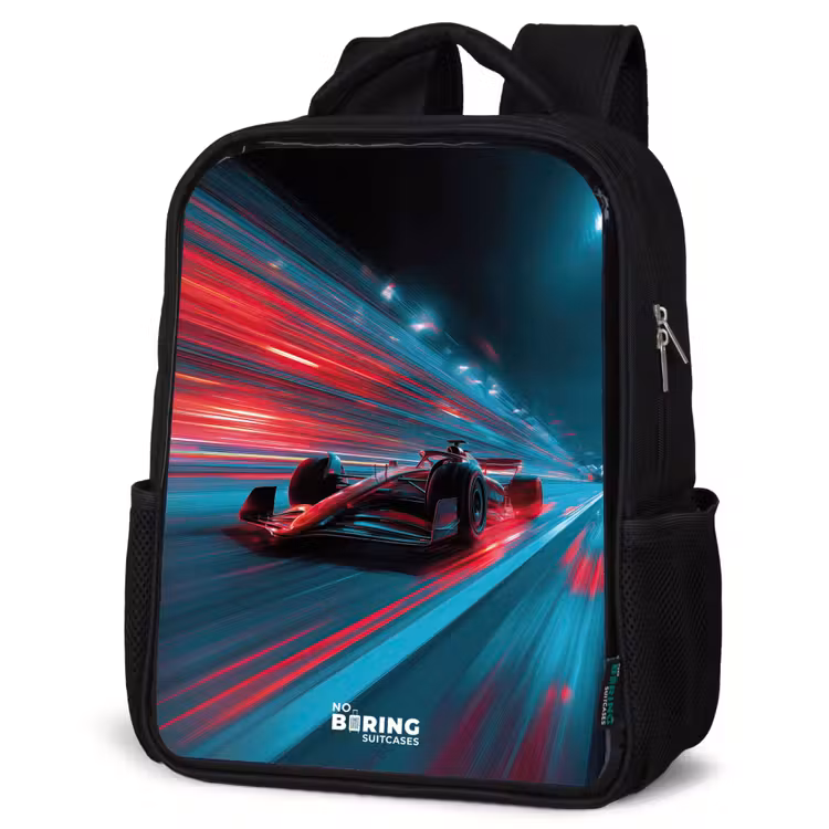 Kinderrugzak - Zwart - Raceauto - Baan - Neon - Verlichting — 7