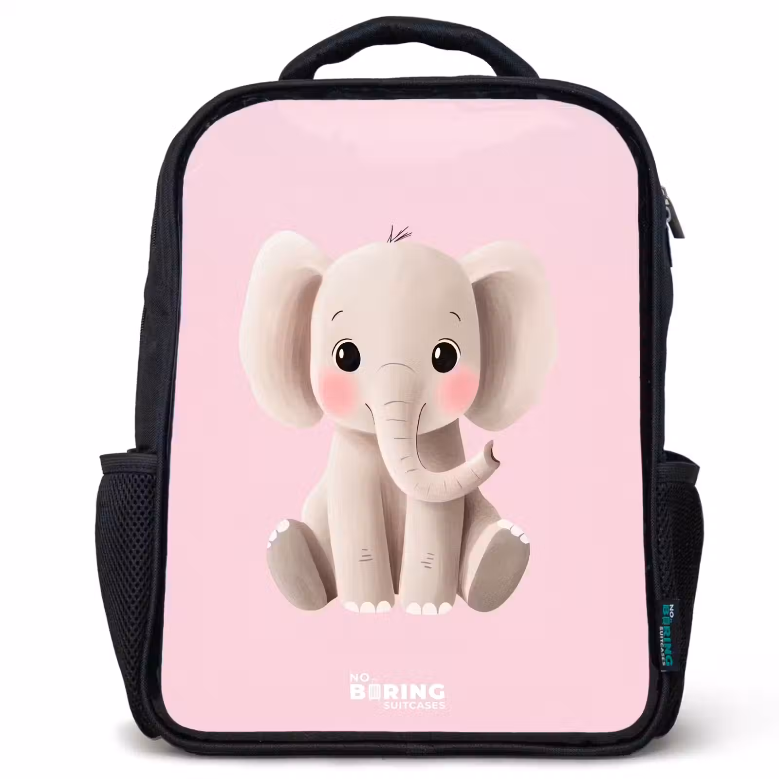Kinderrugzak - Zwart - Olifant - Baby - Blosjes - Illustratie — 1