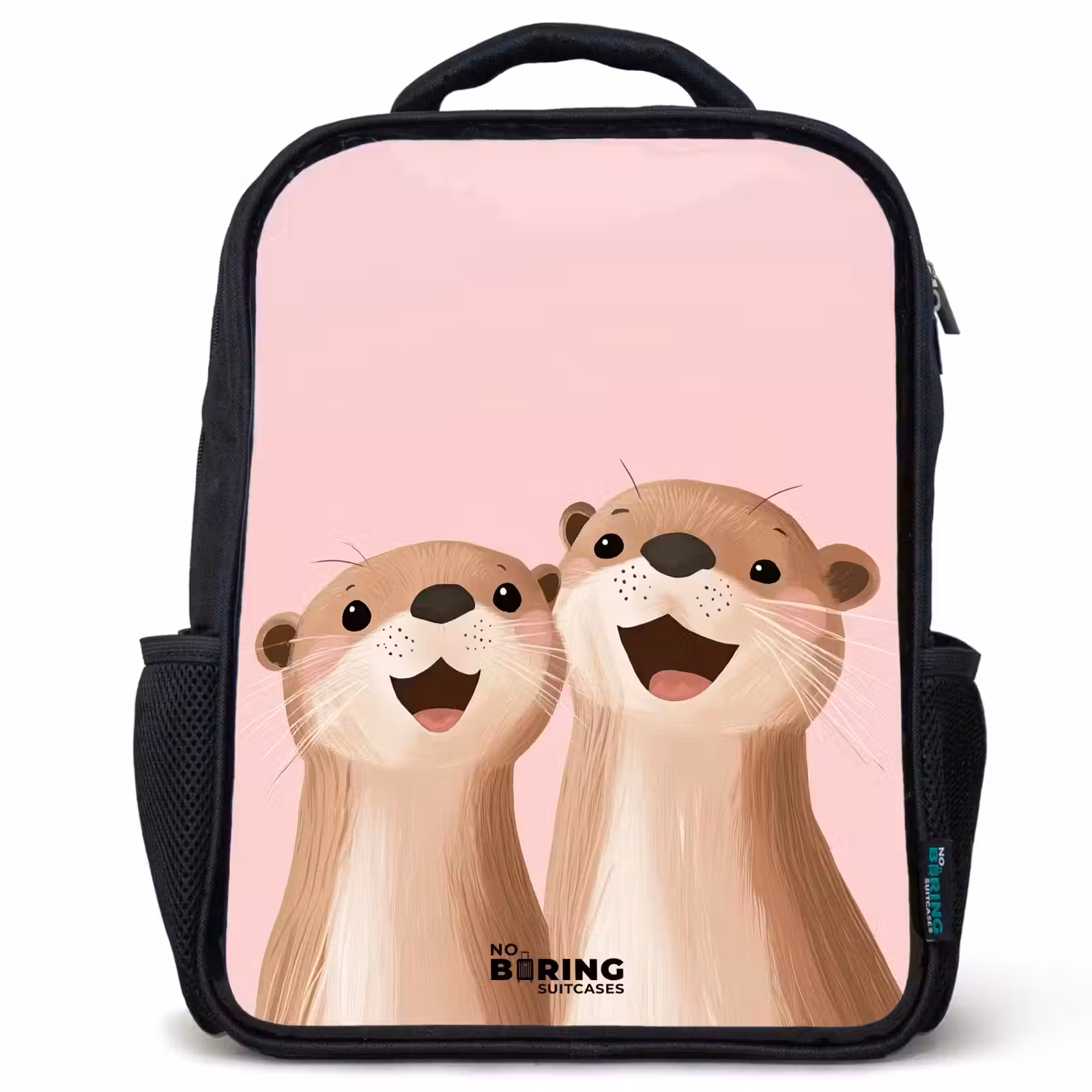Kinderrugzak - Zwart - Otters - Lachen - Roze - Illustratie — 1