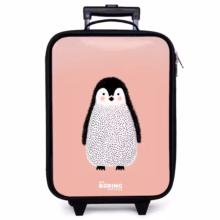 Kinderkoffer - Pinguïn - Stippen - Roze - Minimalistisch — 1