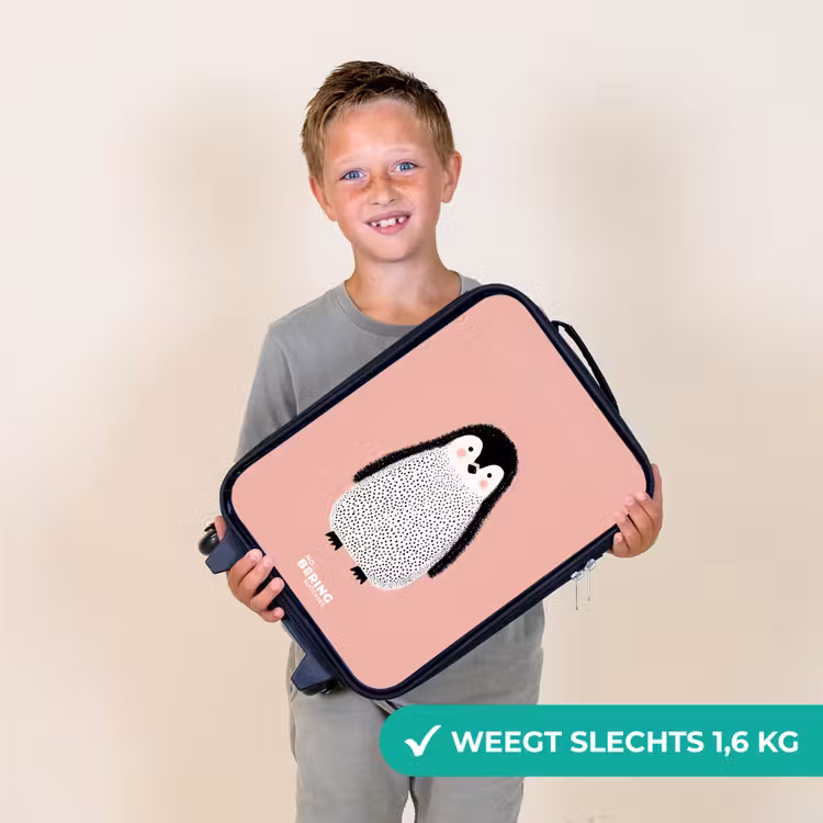 Kinderkoffer - Pinguïn - Stippen - Roze - Minimalistisch — 2