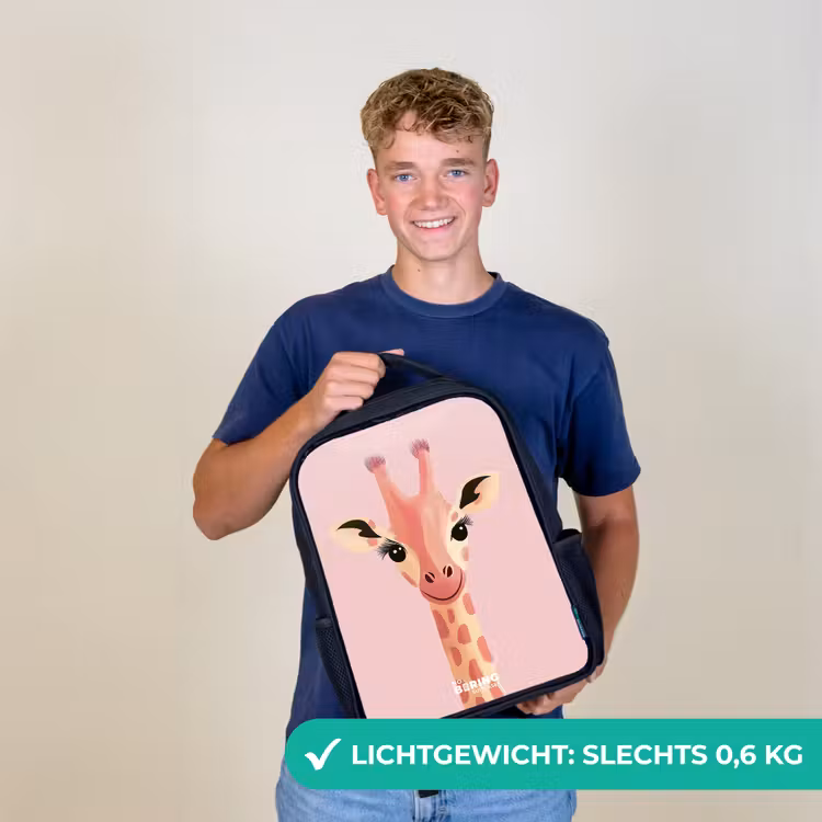 Kinderrugzak - Zwart - Giraffe - Wimpers - Minimalistisch - Roze — 3