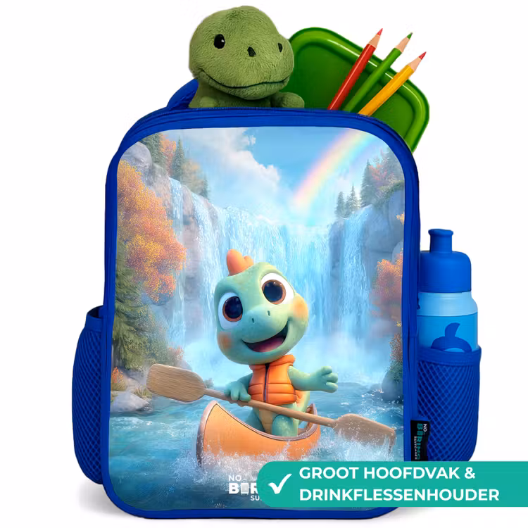 Kinderrugzak - Blauw - Dino - Natuur - Waterval — 5