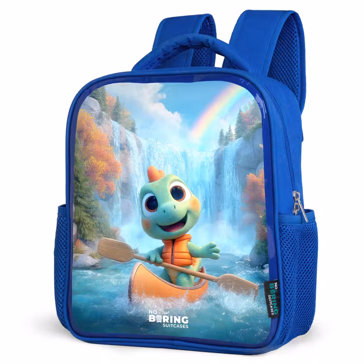 Kinderrugzak - Blauw - Dino - Natuur - Waterval — 9
