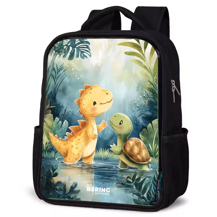 Kinderrugzak met naam - Zwart - Dino - Schildpad - Jungle — 7