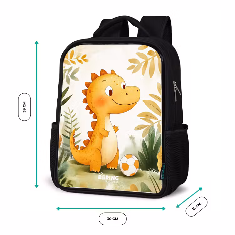 Kinderrugzak met naam - Zwart - Dino - Voetbal - Oranje — 5
