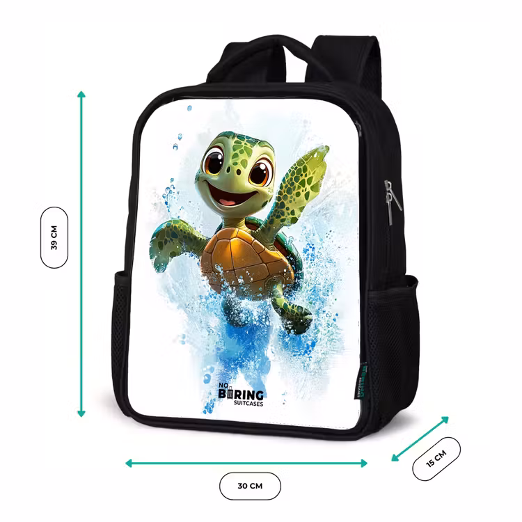 Kinderrugzak met naam - Zwart - Schildpad - Water - Groen — 5