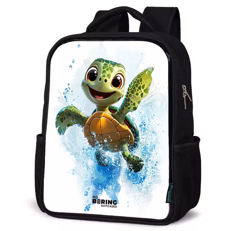 Kinderrugzak met naam - Zwart - Schildpad - Water - Groen — 7