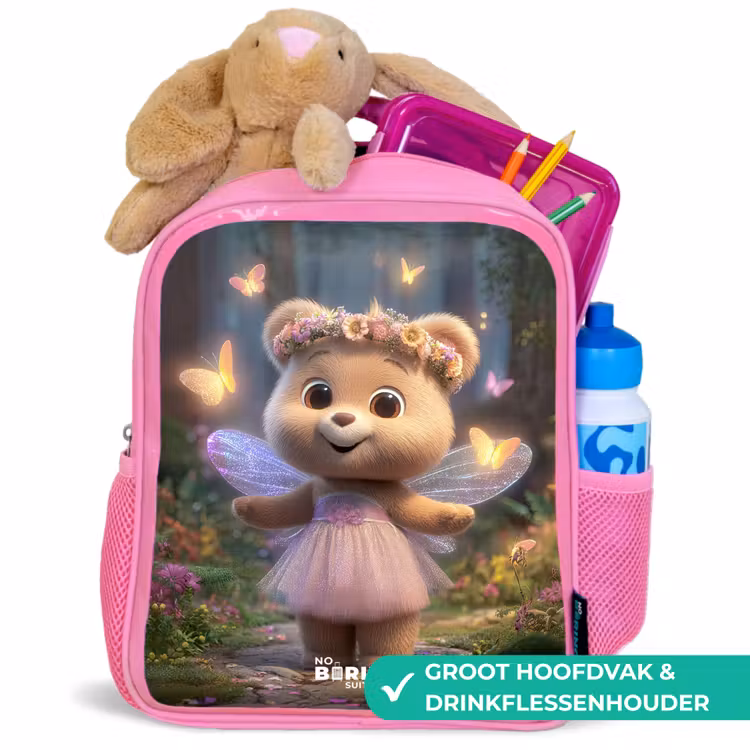 Kinderrugzak - Roze - Beer - Vlinders - Bos - Fairy — 2