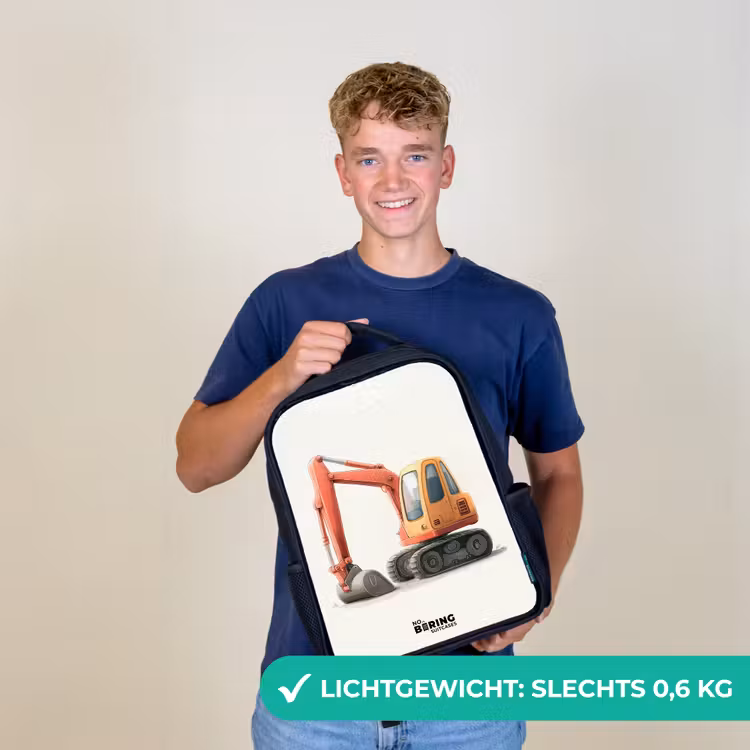 Kinderrugzak - Zwart - Graafmachine - Getekend - Oranje — 3
