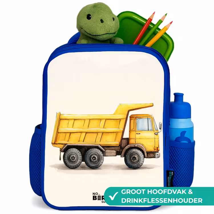 Kinderrugzak - Blauw - Kiepwagen - Getekend - Geel — 5