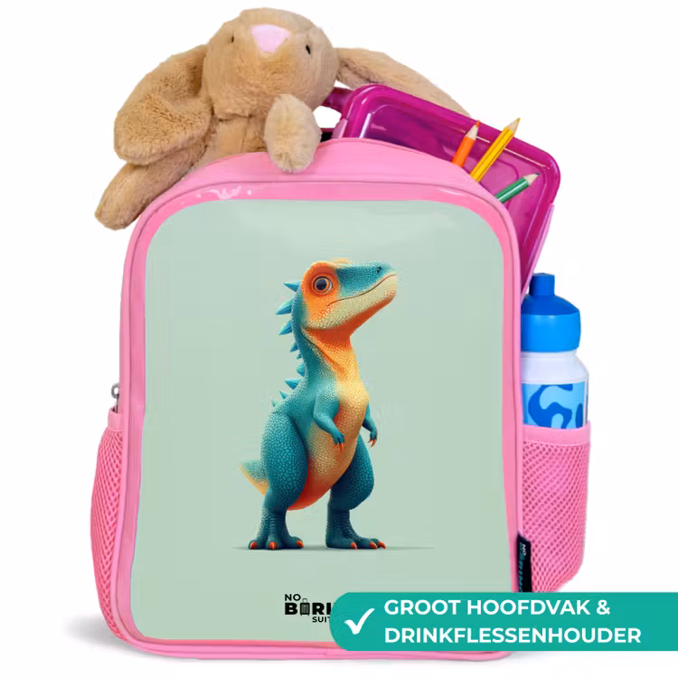 Kinderrugzak - Roze - Dino - Dier - Groen - Oranje — 2