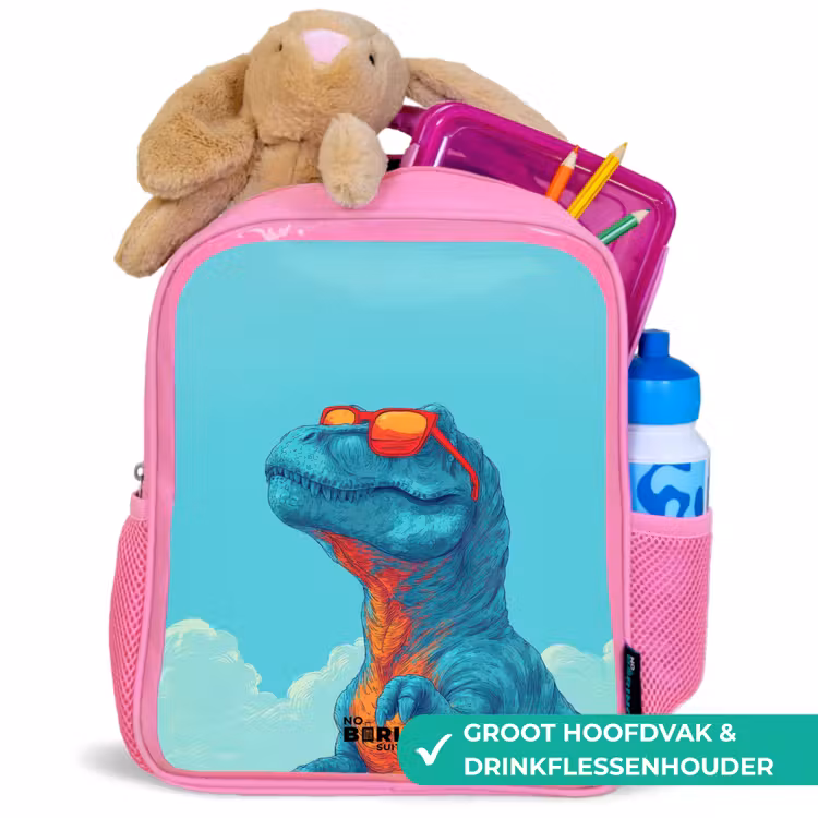 Kinderrugzak - Roze - Dino - Zonnebril - Blauw — 2