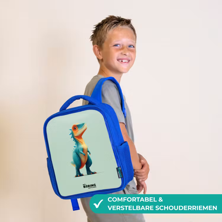 Kinderrugzak - Blauw - Dino - Dier - Groen - Oranje — 4