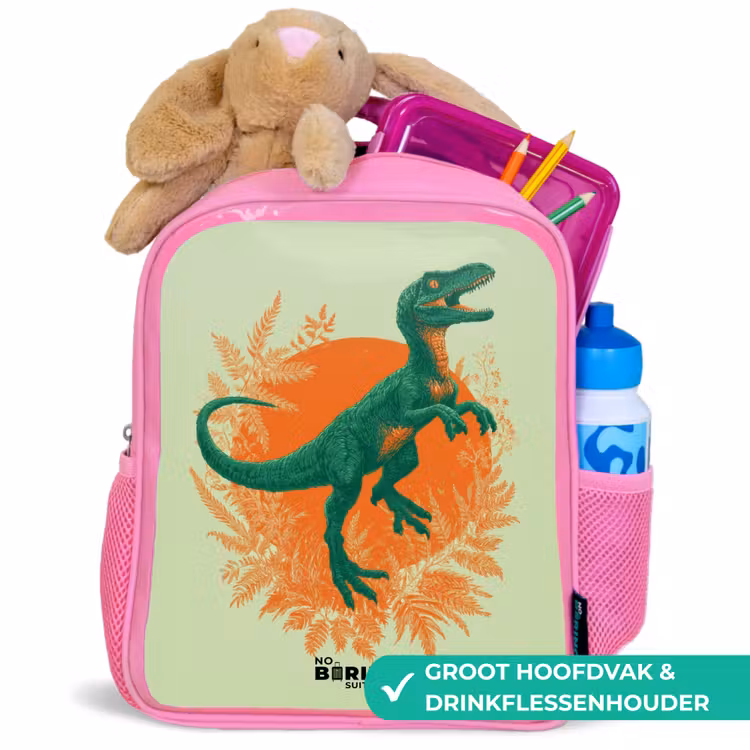 Kinderrugzak - Roze - Dino - Natuur - Groen — 2