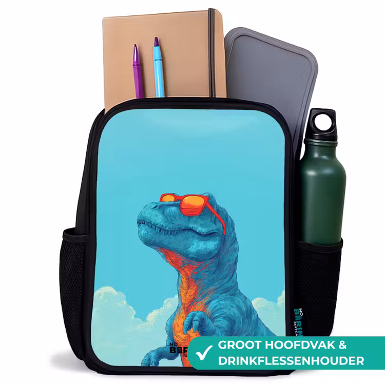 Kinderrugzak - Zwart - Dino - Zonnebril - Blauw — 4