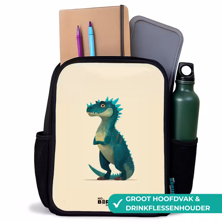 Kinderrugzak - Zwart - Dino - Dier - Blauw - Groen — 4