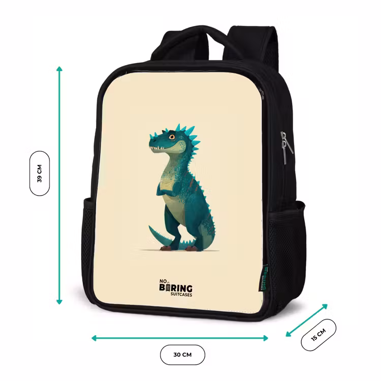 Kinderrugzak - Zwart - Dino - Dier - Blauw - Groen — 5
