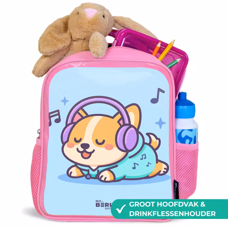 Kinderrugzak - Roze - Kawai - Hond - Muziek — 2