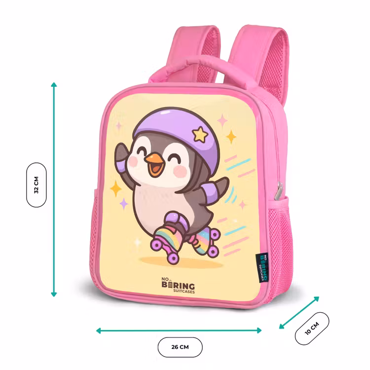 Kinderrugzak - Roze - Kawai - Pinguin - Rolschaatsen — 3