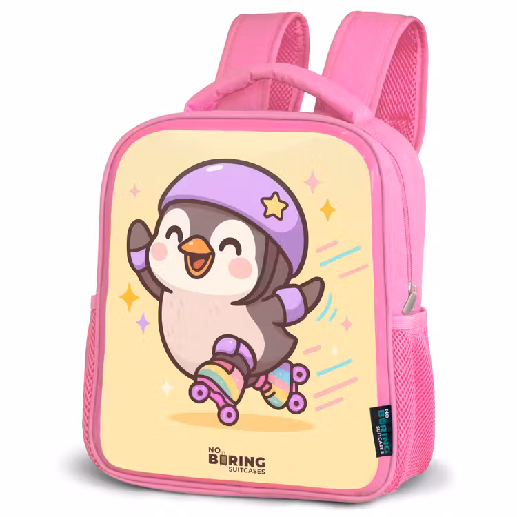 Kinderrugzak - Roze - Kawai - Pinguin - Rolschaatsen — 6