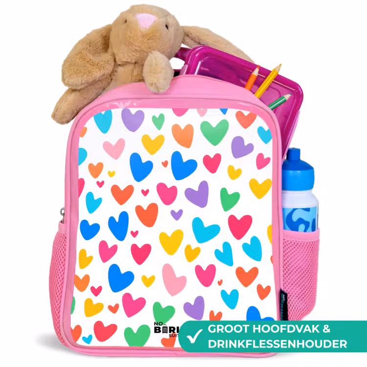 Kinderrugzak - Roze - Gekleurde hartjes — 2