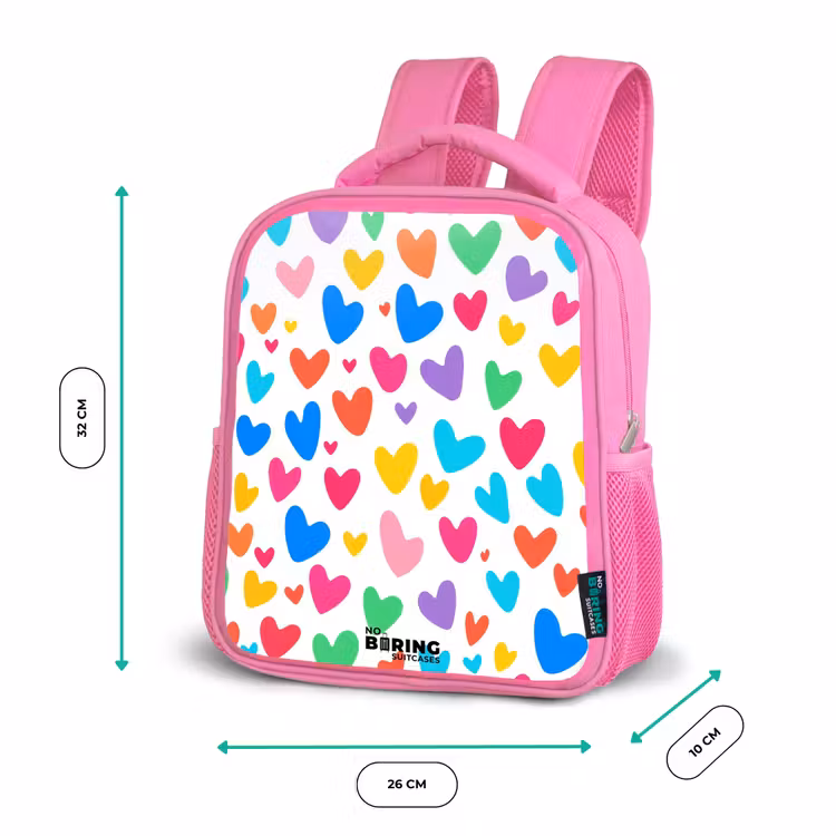 Kinderrugzak - Roze - Gekleurde hartjes — 3