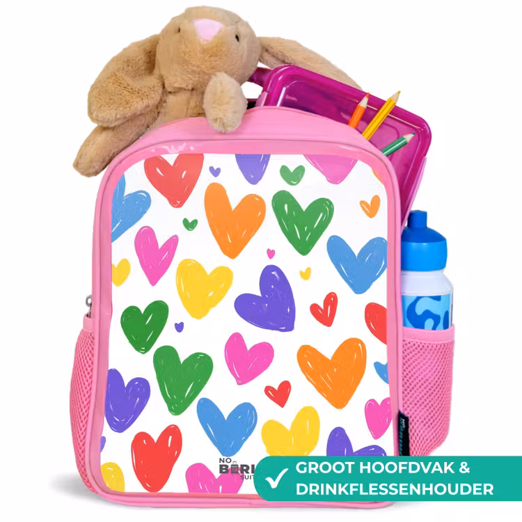 Kinderrugzak - Roze - Gekleurde hartjes — 2