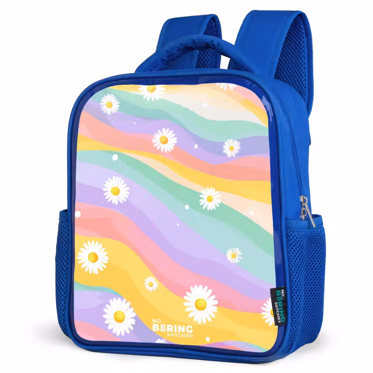 Kinderrugzak - Blauw - Madeliefjes op regenboogachtergrond — 9