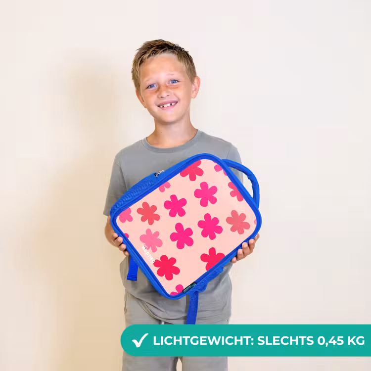 Kinderrugzak - Blauw - Roze bloemen — 2