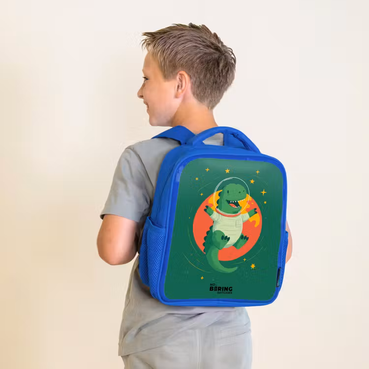 Kinderrugzak - Blauw - Dino - Planeet - Sterren - Groen — 3