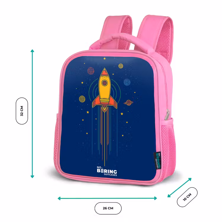 Kinderrugzak - Roze - Raket - Planeten - Sterren — 3