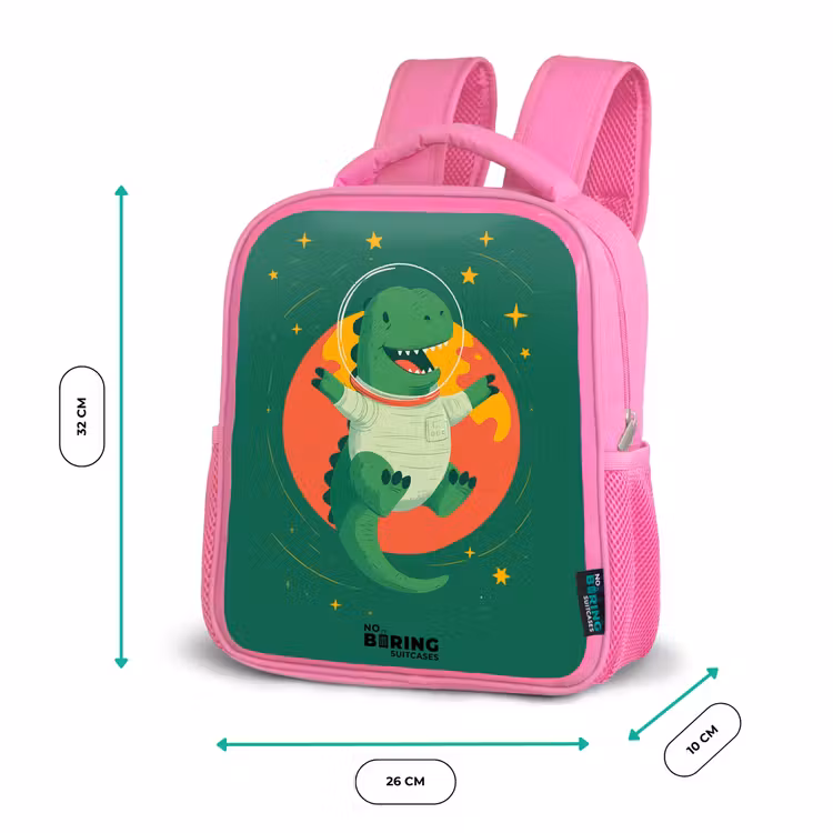 Kinderrugzak - Roze - Dino - Planeet - Sterren - Groen — 3