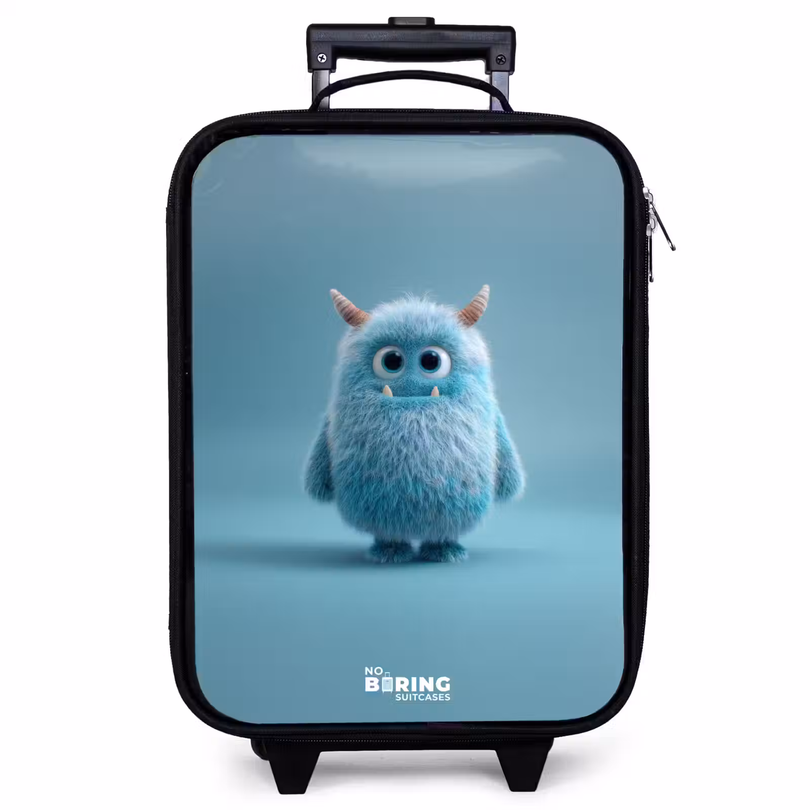 Kinderkoffer - Blauw pluizig monster met hoorns — 1
