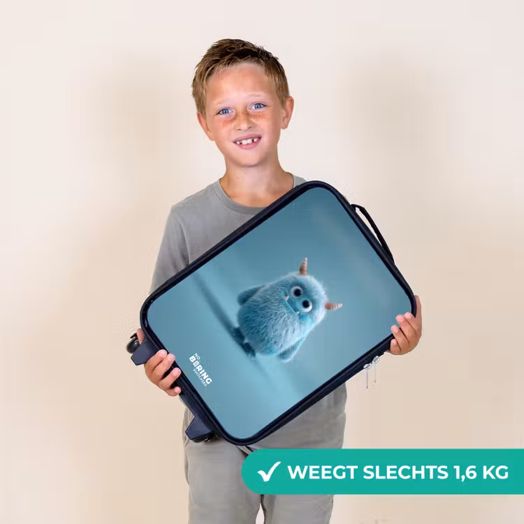 Kinderkoffer - Blauw pluizig monster met hoorns — 2