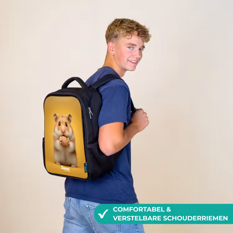 Kinderrugzak - Zwart - Hamster - Walnoot - Dier — 2