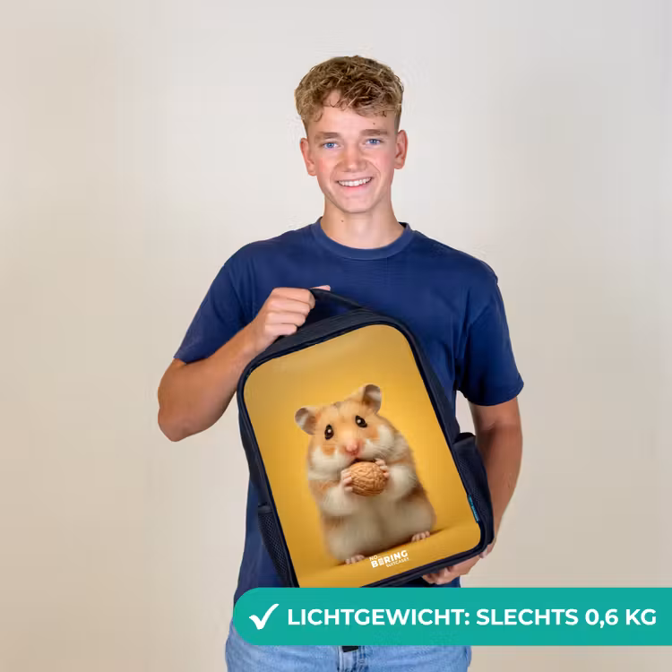 Kinderrugzak - Zwart - Hamster - Walnoot - Dier — 3