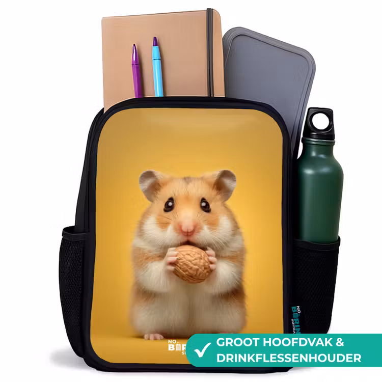 Kinderrugzak - Zwart - Hamster - Walnoot - Dier — 4