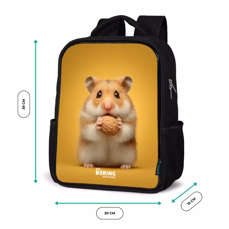 Kinderrugzak - Zwart - Hamster - Walnoot - Dier — 5