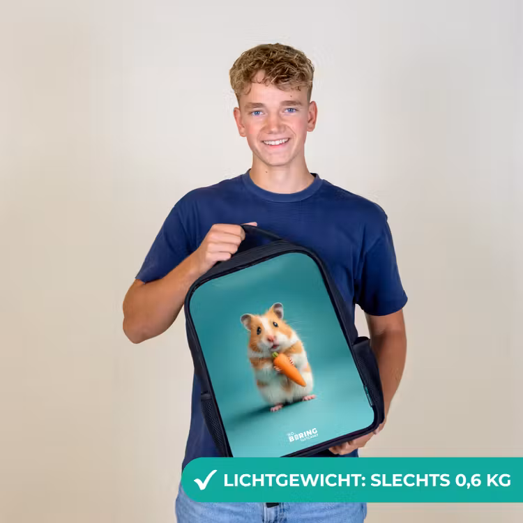 Kinderrugzak - Zwart - Hamster - Wortel - Dier — 3