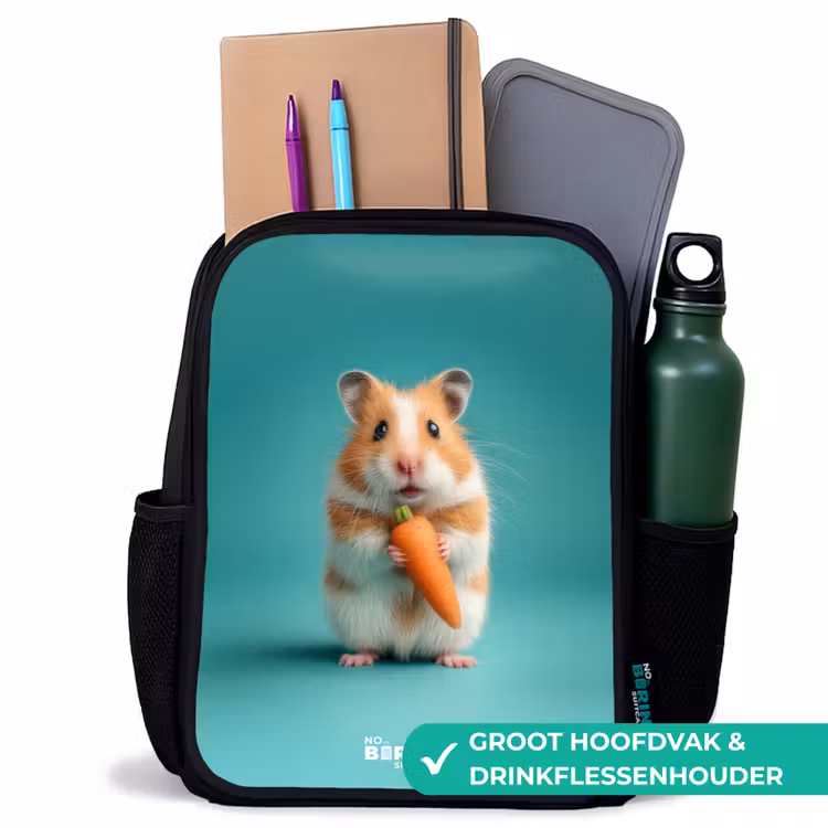 Kinderrugzak - Zwart - Hamster - Wortel - Dier — 4