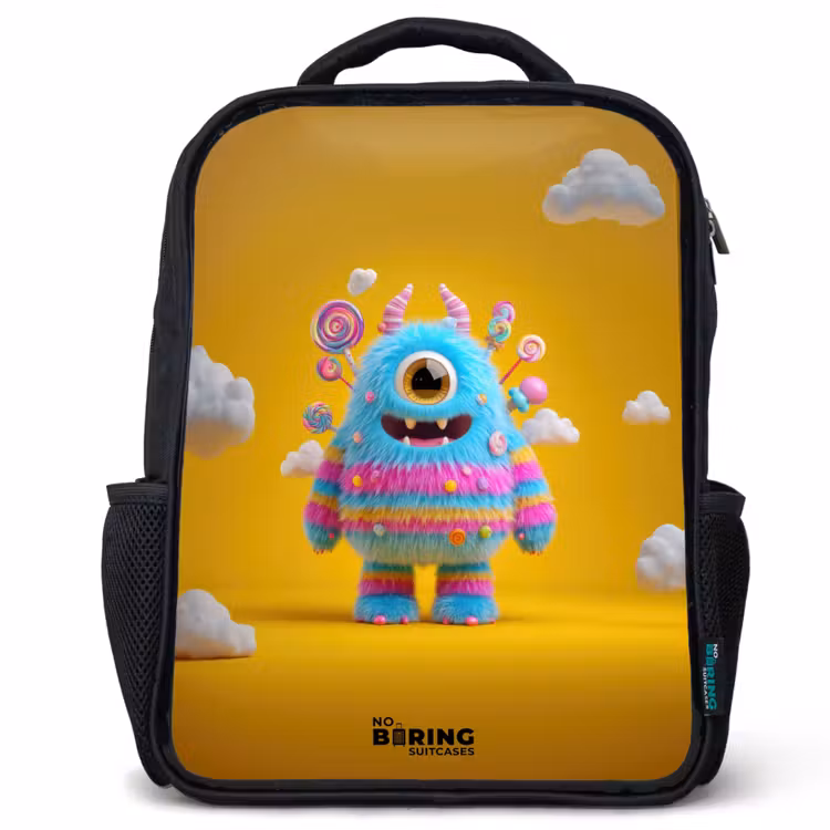 Kinderrugzak - Zwart - Snoep - Monster - Regenboog — 1