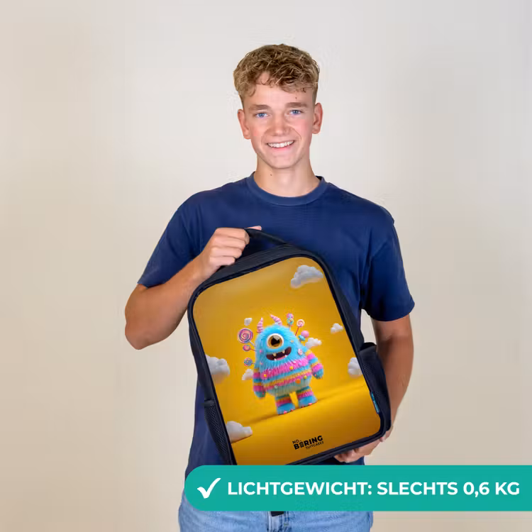 Kinderrugzak - Zwart - Snoep - Monster - Regenboog — 3